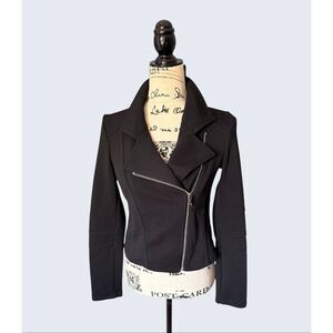 Express Black Textured Knit Moto Jacket Asymmetrical Zip Blazer Small
